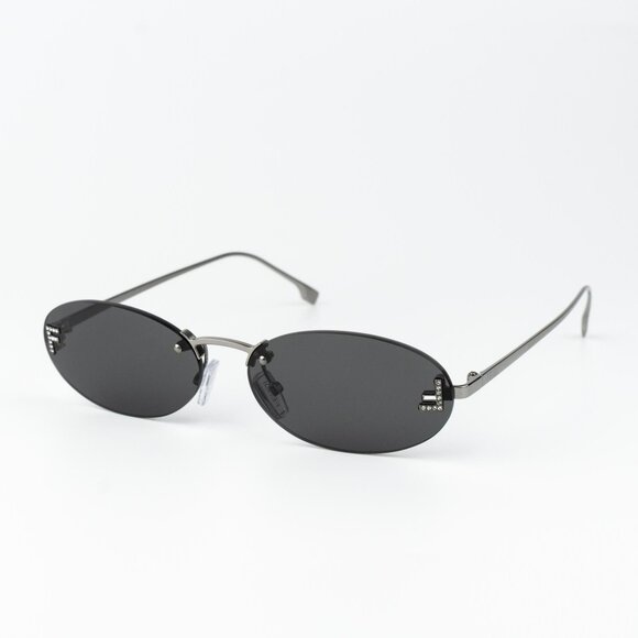 Fendi FIRST CRYSTAL Men Sunglasses Silver Grey Oval FE4075US 12A NEW AUTHENTIC - Picture 1 of 12